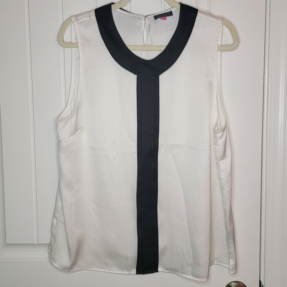 Vince Camuto Women's Sleeveless Blouse Top with Bib Collar, XL